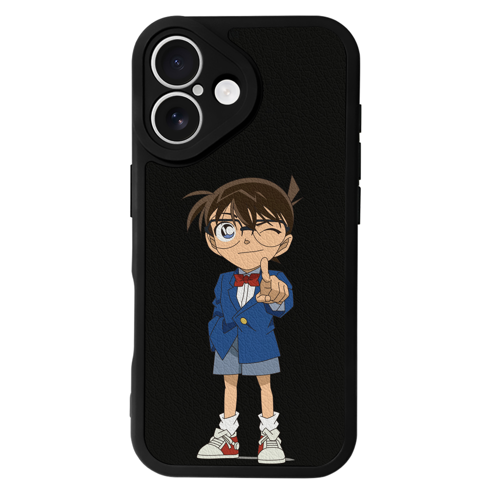 （画像用） 名探偵コナン 江戸川 コナン Detective Conan Conan Edogawa 【iPhone 16シリーズ対応】シリコンスマホケース（レザー調） 材質：シリコン
